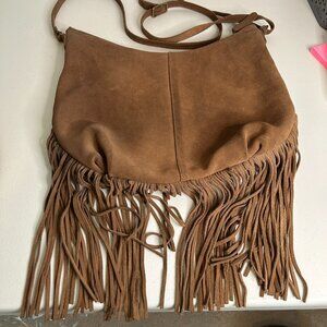 Margot Genuine Leather Fringe Crossbody Purse Brown Western Style